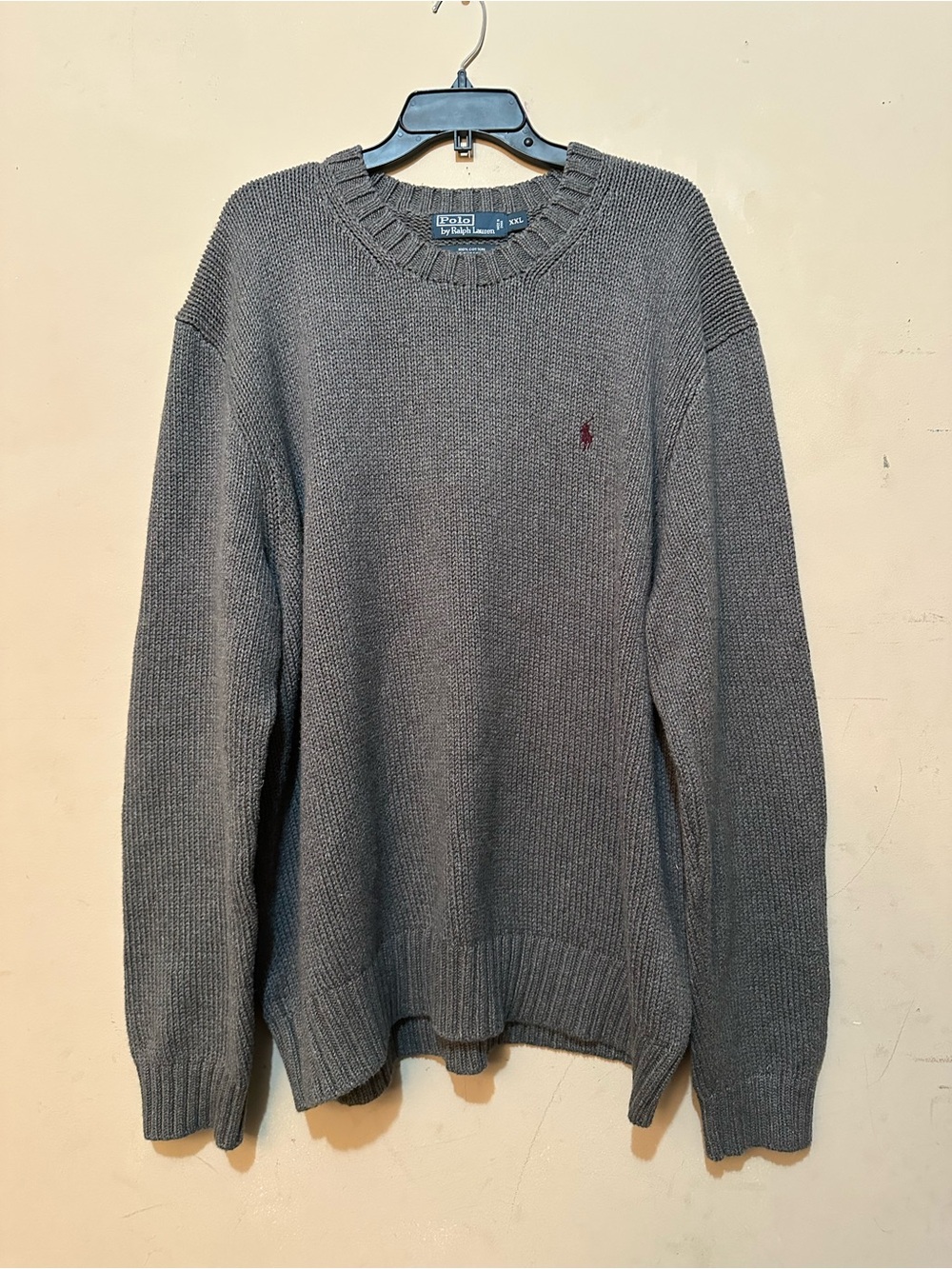 Polo Ralph Lauren Sweater Mens 2XL Charcoal Gray Crewneck Knit Pullover Pony XXL